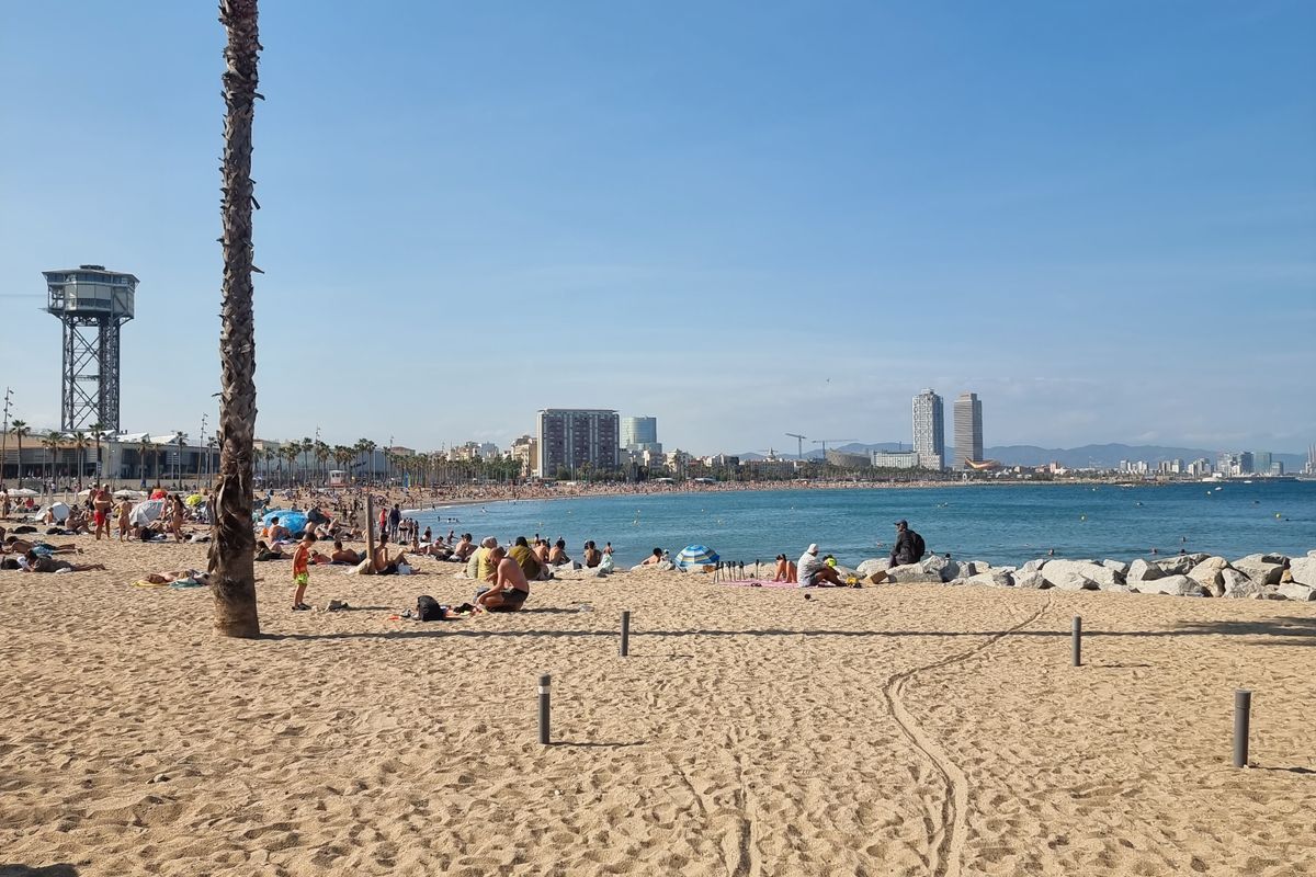 The city beach and waterfront at Barceloneta, Barcelona